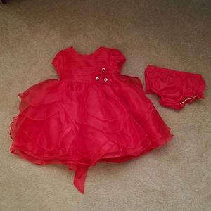 Nannette Baby Layered Dress with 3 Flower Decoration/Matching Panties